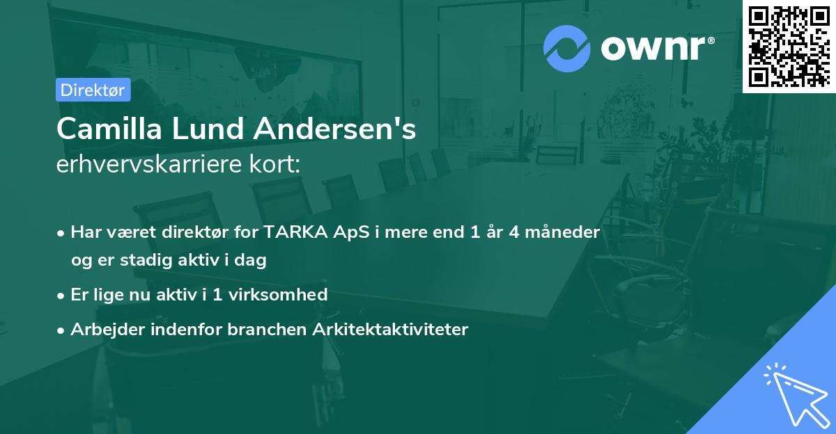 Camilla Lund Andersen's erhvervskarriere kort
