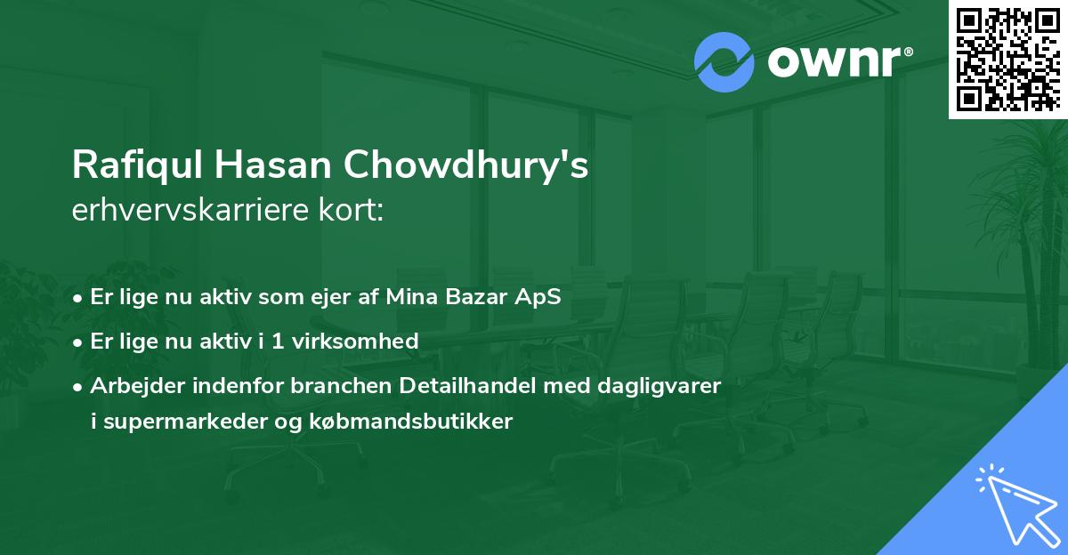 Rafiqul Hasan Chowdhury's erhvervskarriere kort