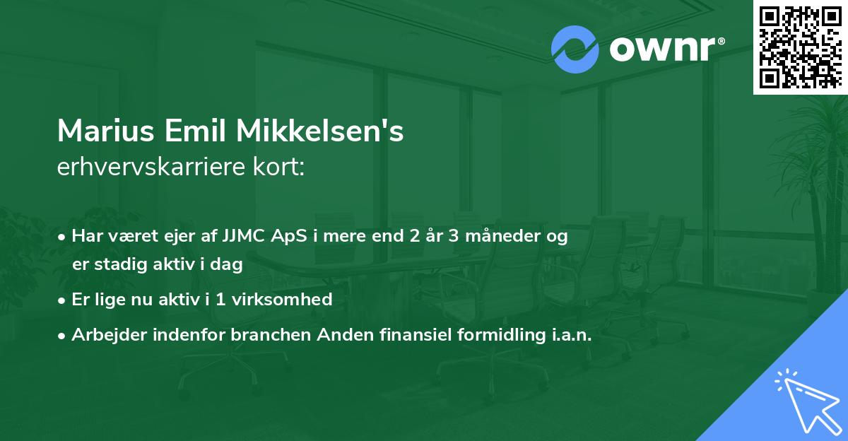 Marius Emil Mikkelsen's erhvervskarriere kort
