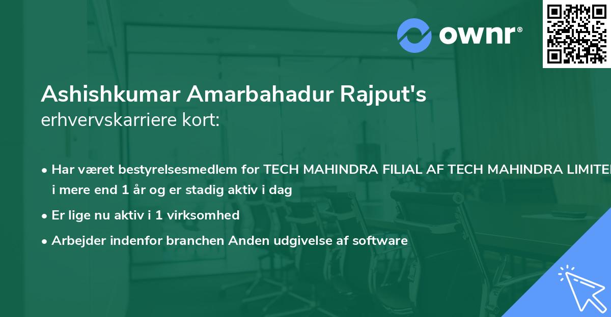Ashishkumar Amarbahadur Rajput's erhvervskarriere kort