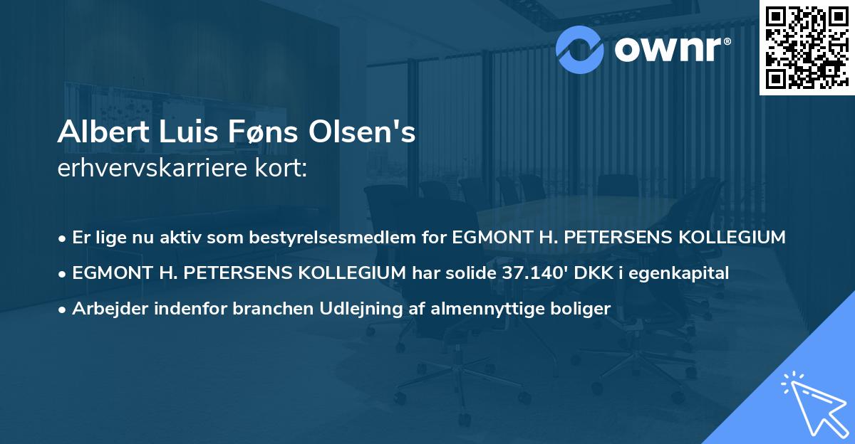Albert Luis Føns Olsen's erhvervskarriere kort