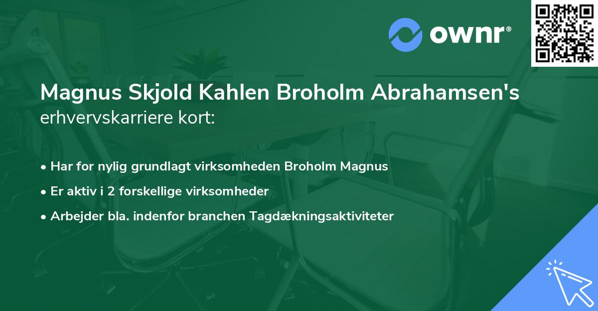Magnus Skjold Kahlen Broholm Abrahamsen's erhvervskarriere kort