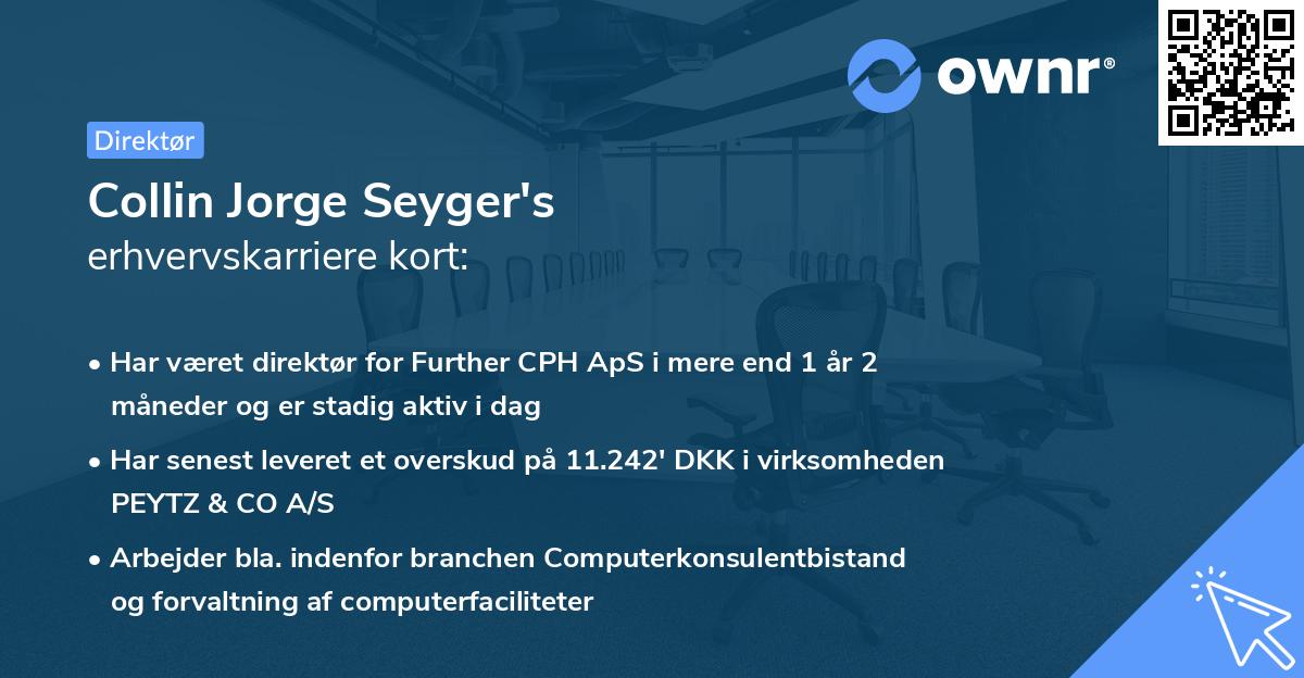 Collin Jorge Seyger's erhvervskarriere kort