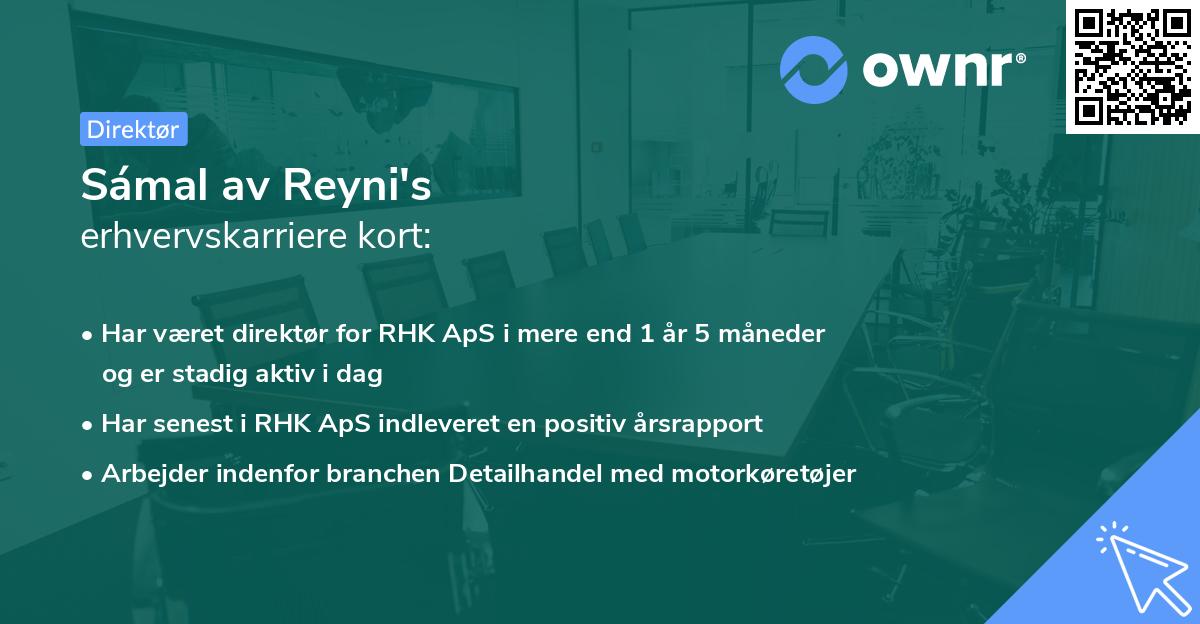 Sámal av Reyni's erhvervskarriere kort
