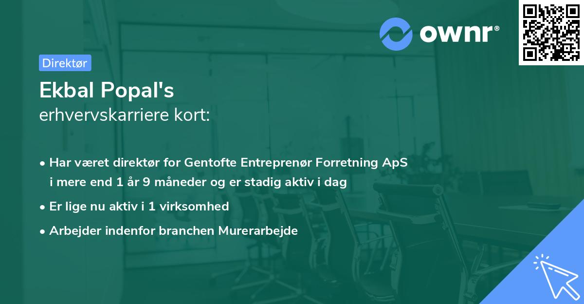 Ekbal Popal's erhvervskarriere kort