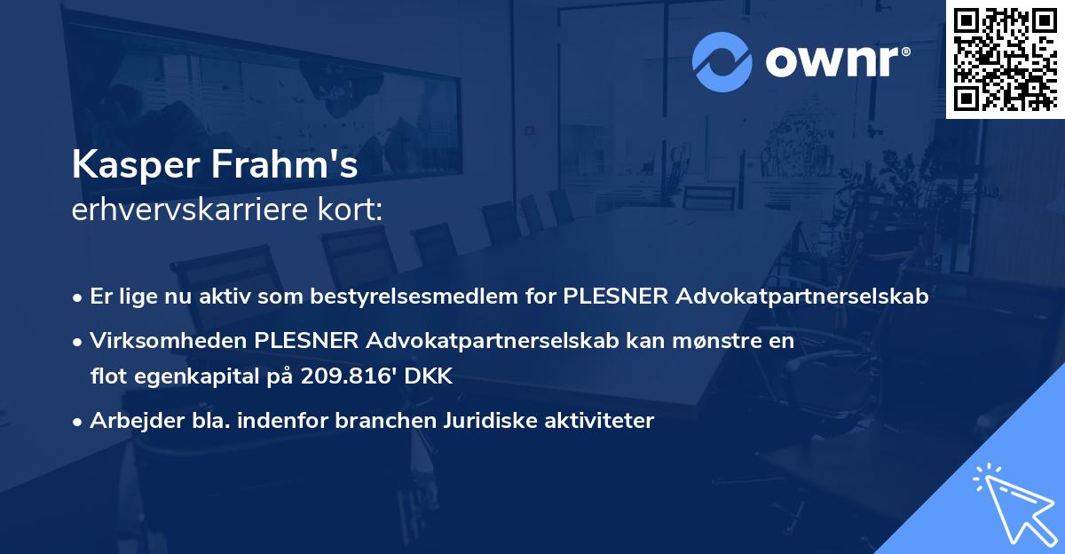 Kasper Frahm's erhvervskarriere kort