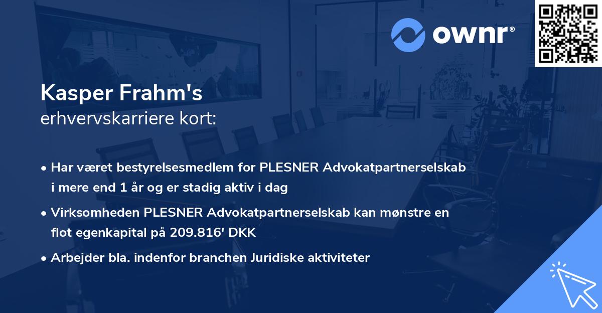 Kasper Frahm's erhvervskarriere kort