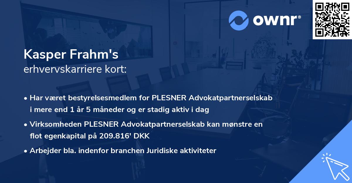 Kasper Frahm's erhvervskarriere kort