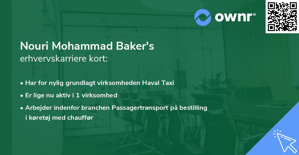Nouri Mohammad Baker's erhvervskarriere kort