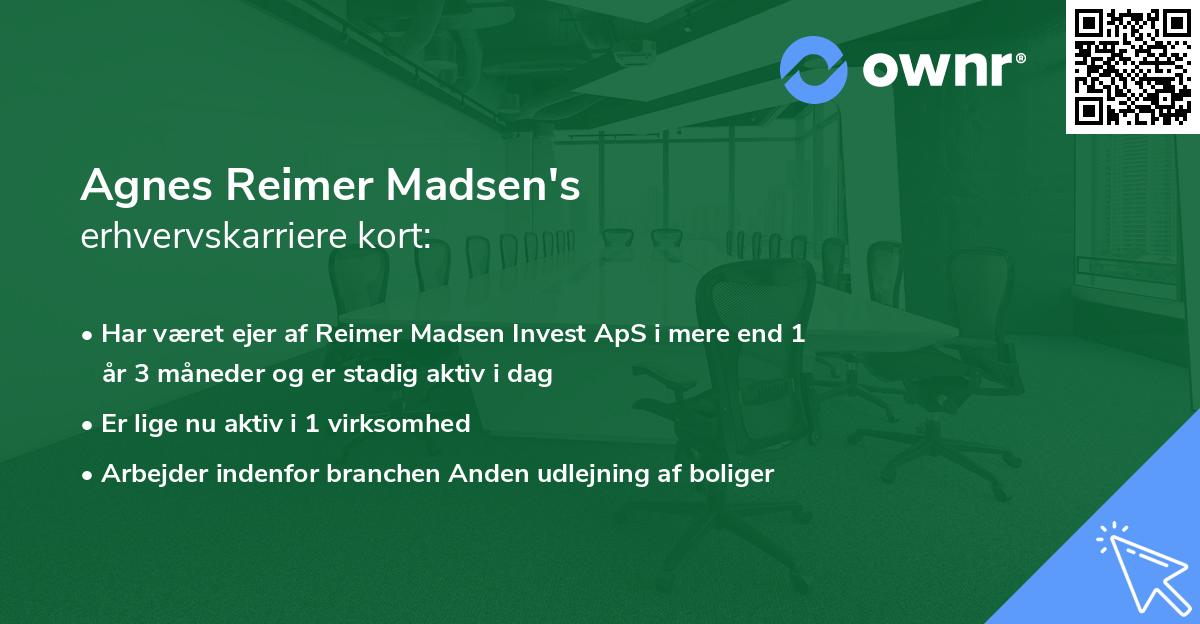 Agnes Reimer Madsen's erhvervskarriere kort