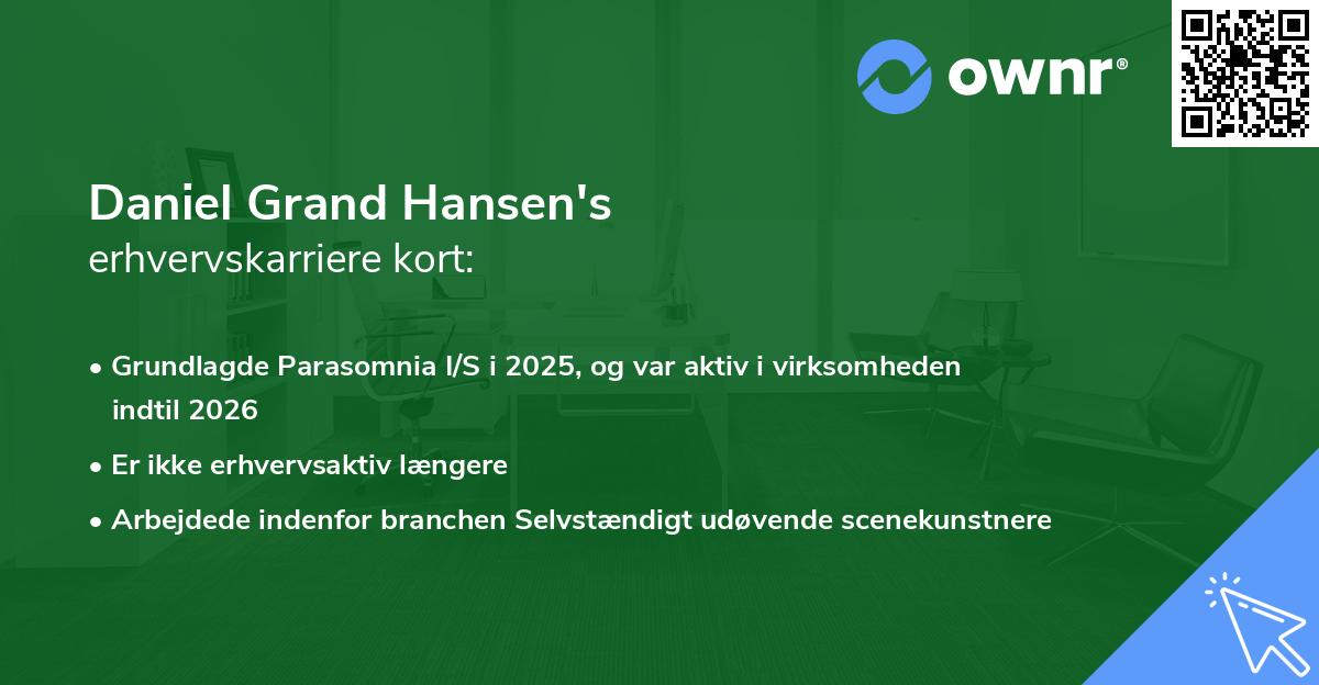 Daniel Grand Hansen's erhvervskarriere kort