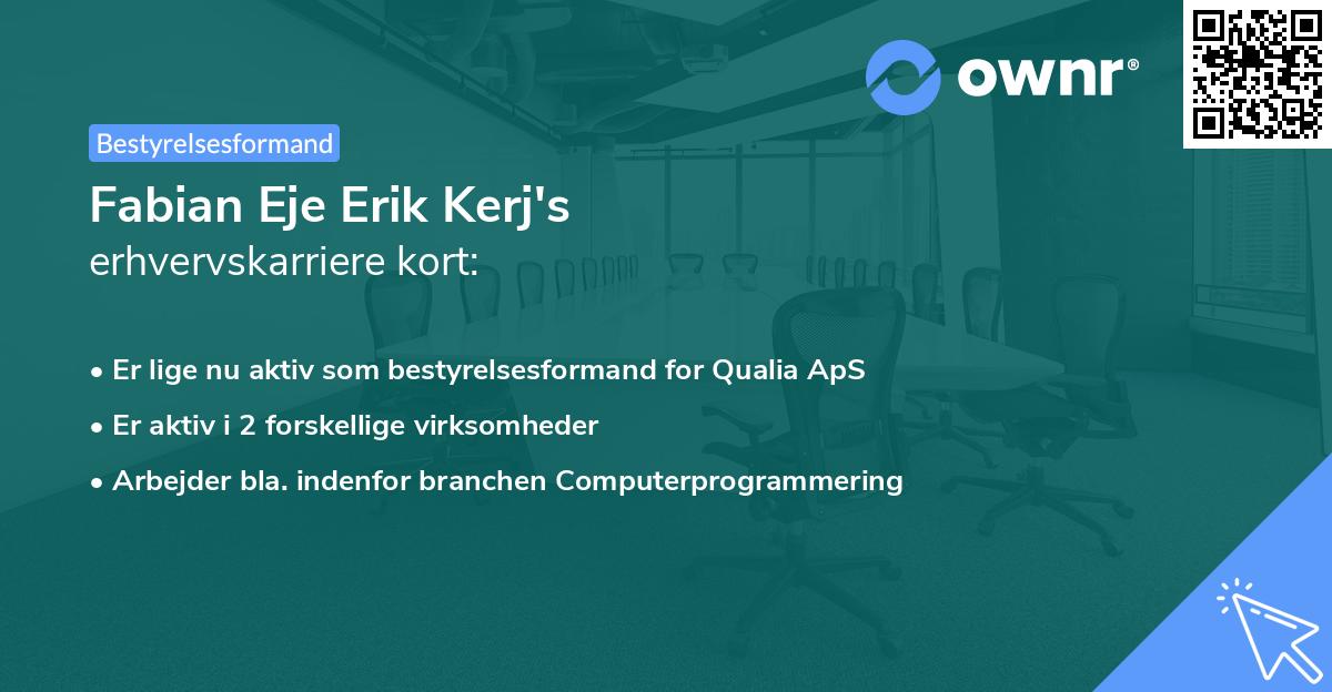 Fabian Eje Erik Kerj's erhvervskarriere kort