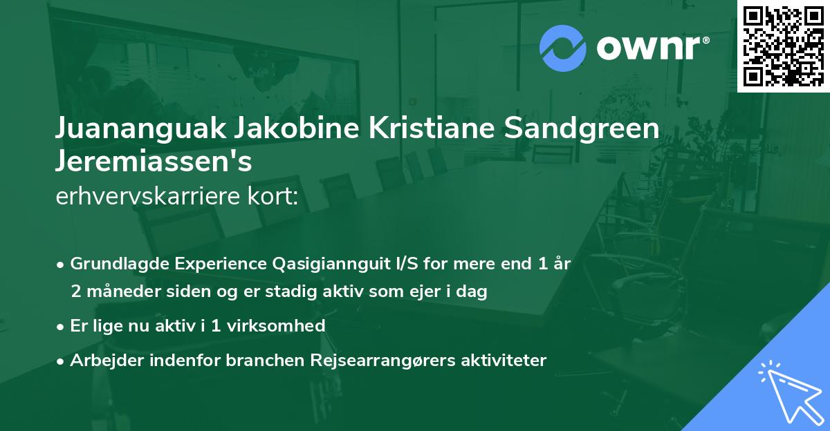 Juananguak Jakobine Kristiane Sandgreen Jeremiassen's erhvervskarriere kort