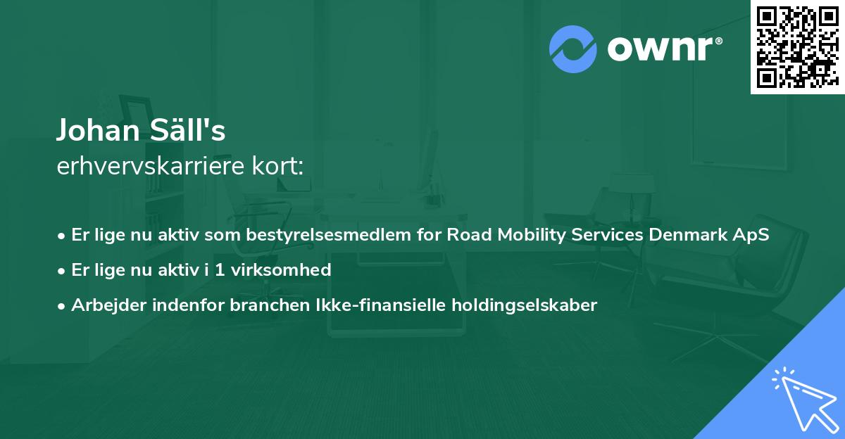 Johan Säll's erhvervskarriere kort