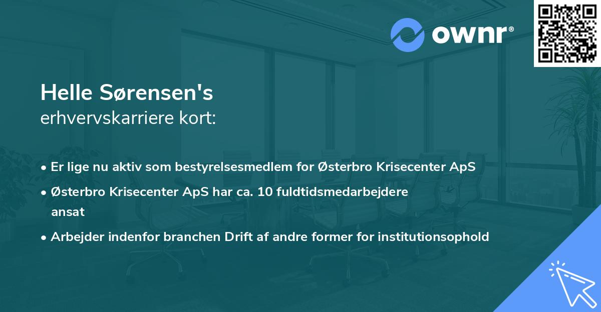 Helle Sørensen's erhvervskarriere kort