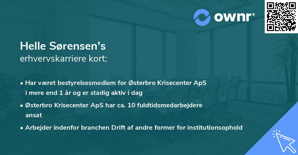 Helle Sørensen's erhvervskarriere kort