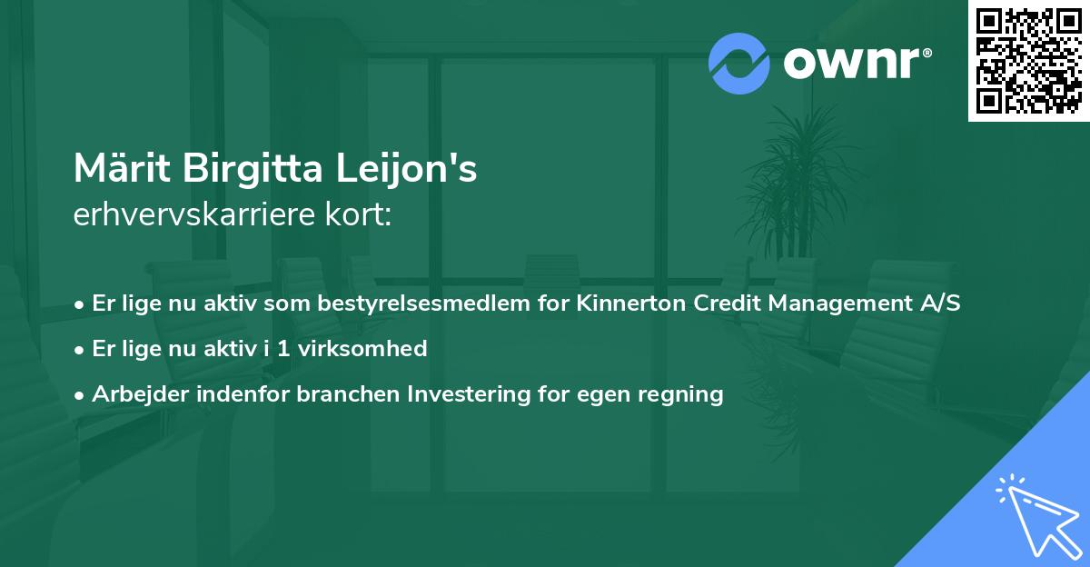 Märit Birgitta Leijon's erhvervskarriere kort