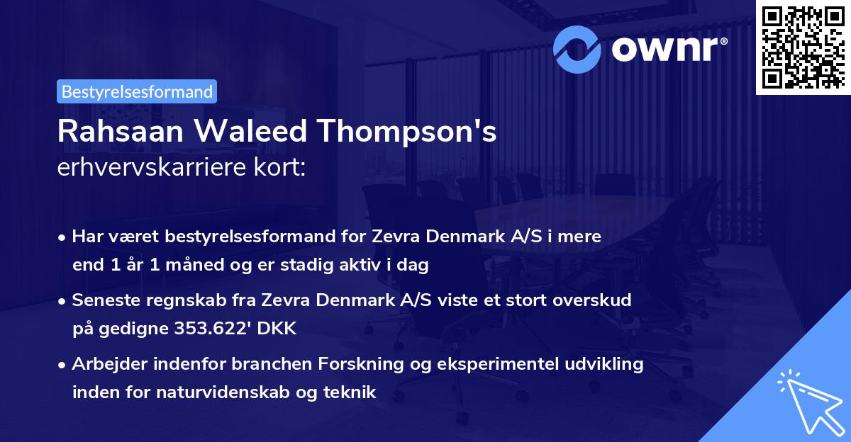 Rahsaan Waleed Thompson's erhvervskarriere kort