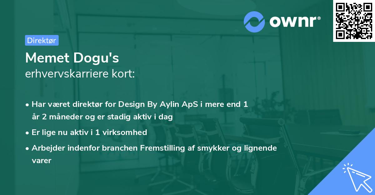 Memet Dogu's erhvervskarriere kort