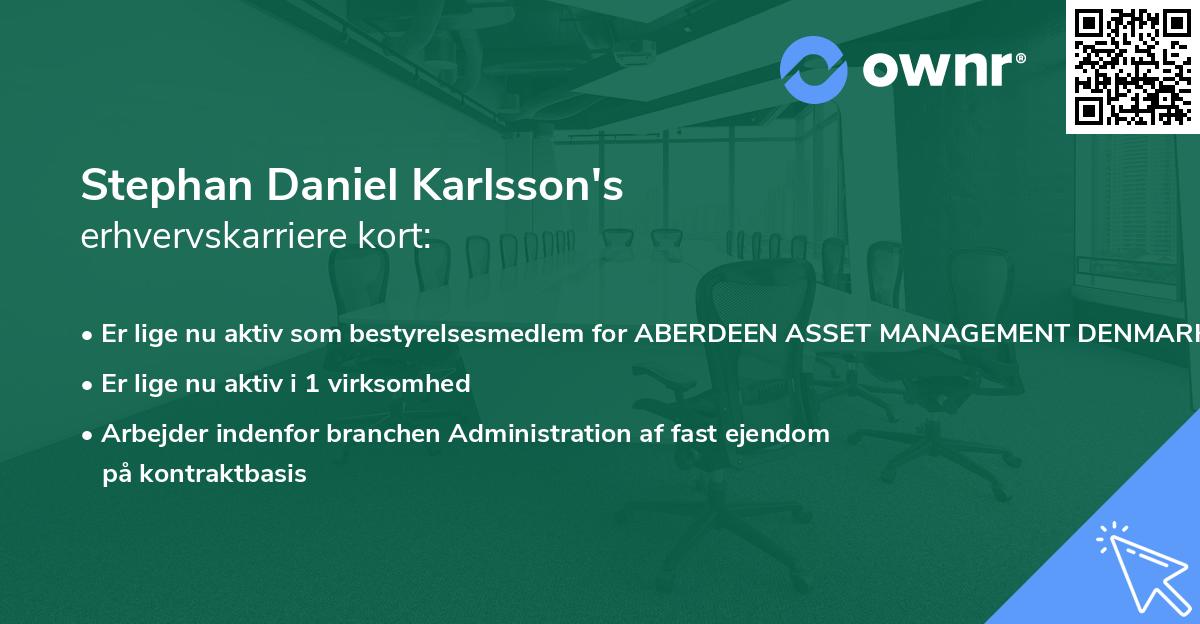 Stephan Daniel Karlsson's erhvervskarriere kort
