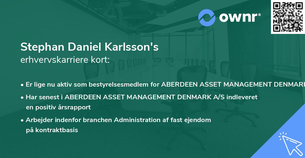 Stephan Daniel Karlsson's erhvervskarriere kort