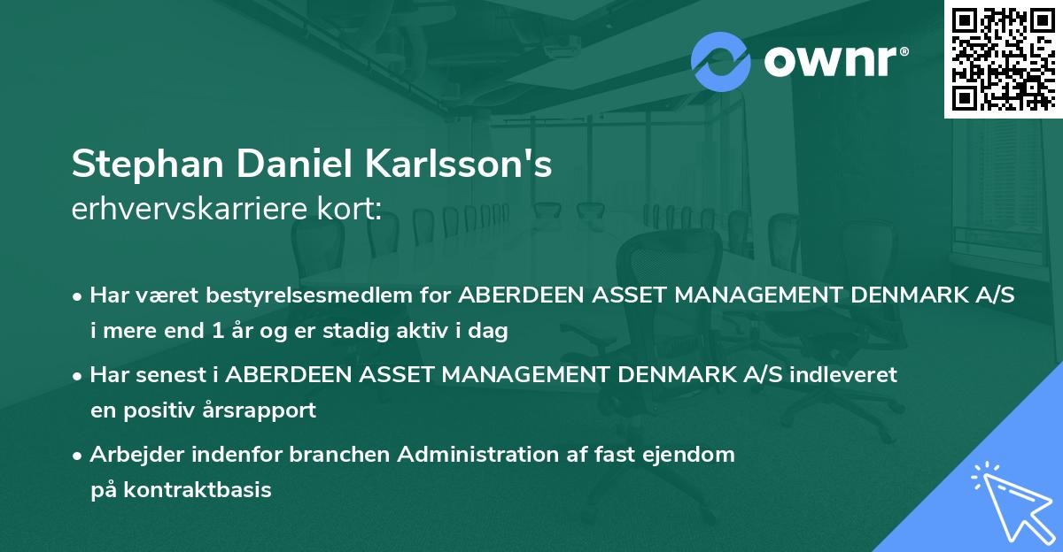 Stephan Daniel Karlsson's erhvervskarriere kort