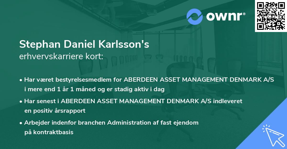 Stephan Daniel Karlsson's erhvervskarriere kort