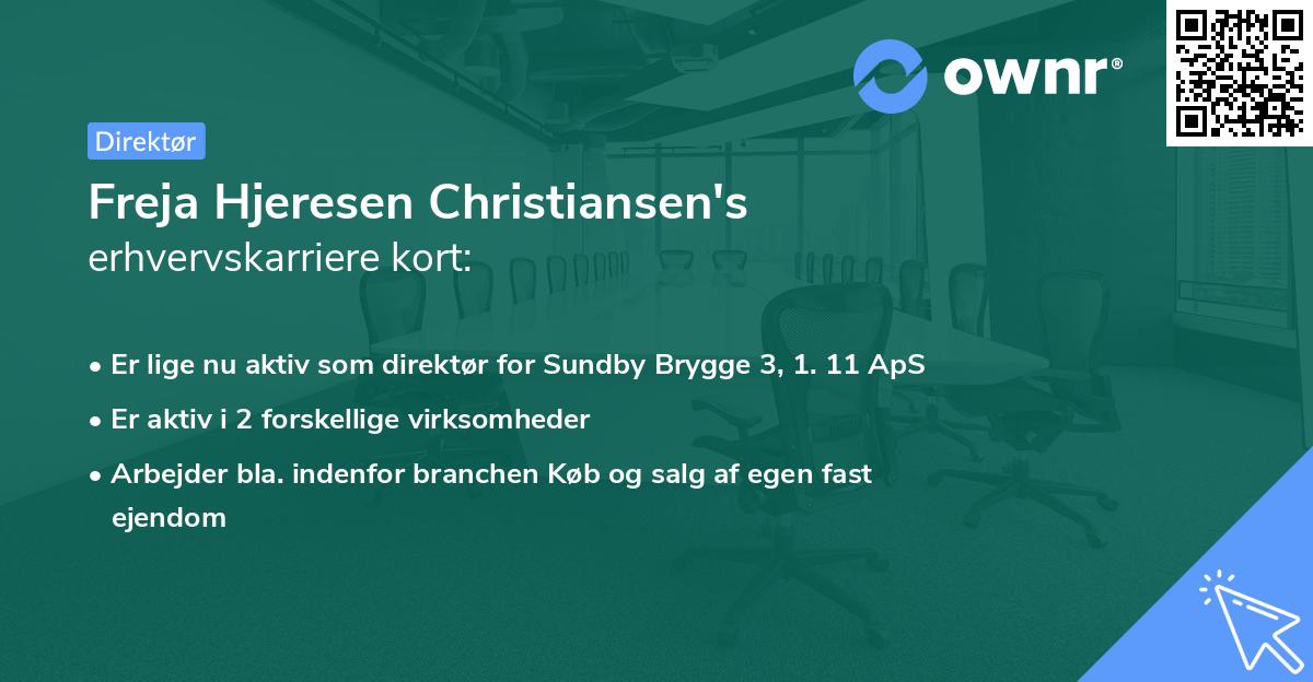 Freja Hjeresen Christiansen's erhvervskarriere kort