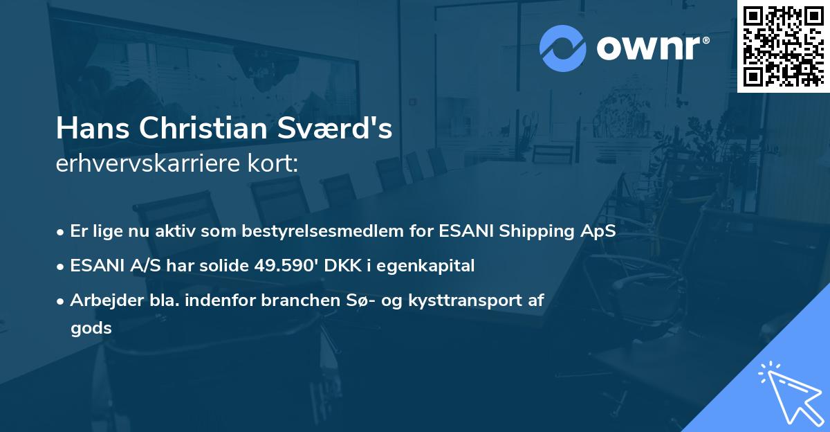 Hans Christian Sværd's erhvervskarriere kort