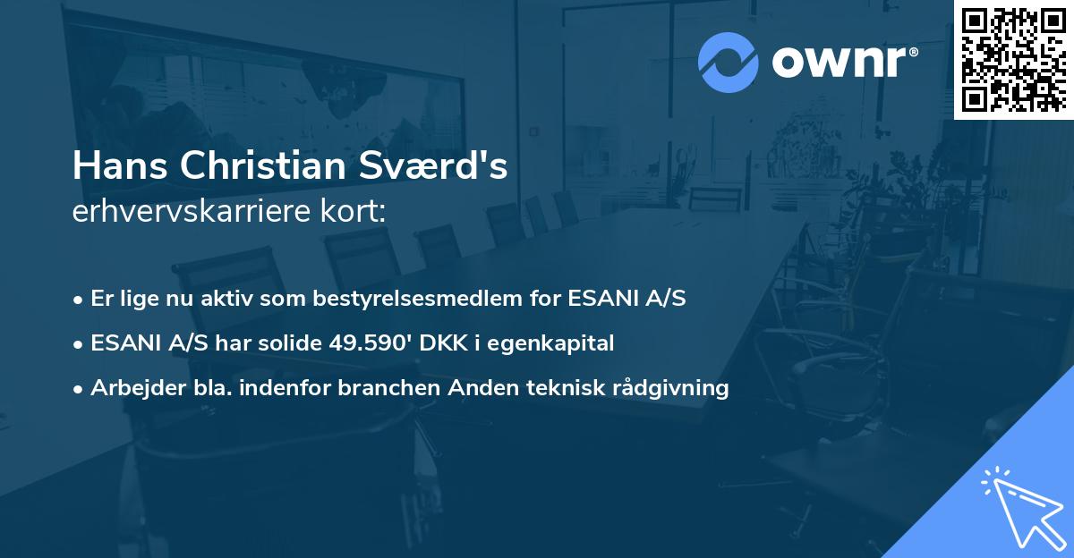Hans Christian Sværd's erhvervskarriere kort
