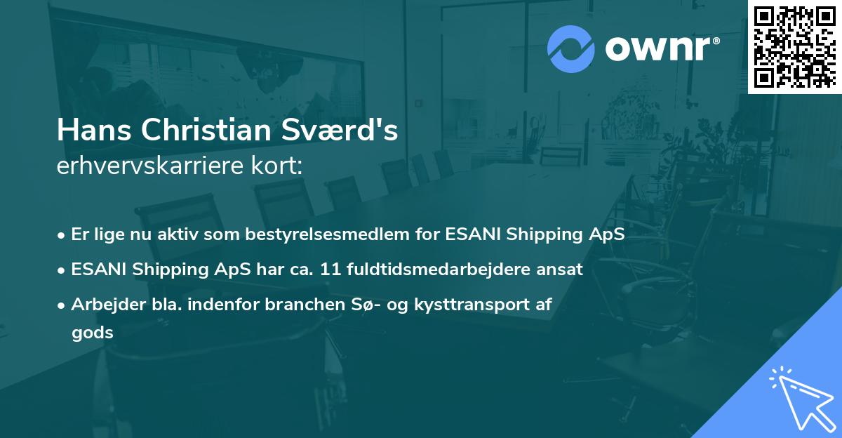Hans Christian Sværd's erhvervskarriere kort
