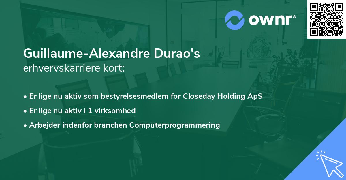 Guillaume-Alexandre Durao's erhvervskarriere kort