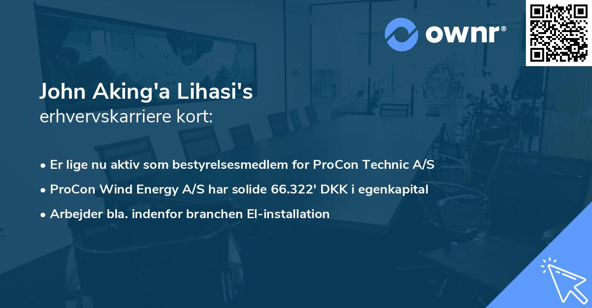 John Aking'a Lihasi's erhvervskarriere kort