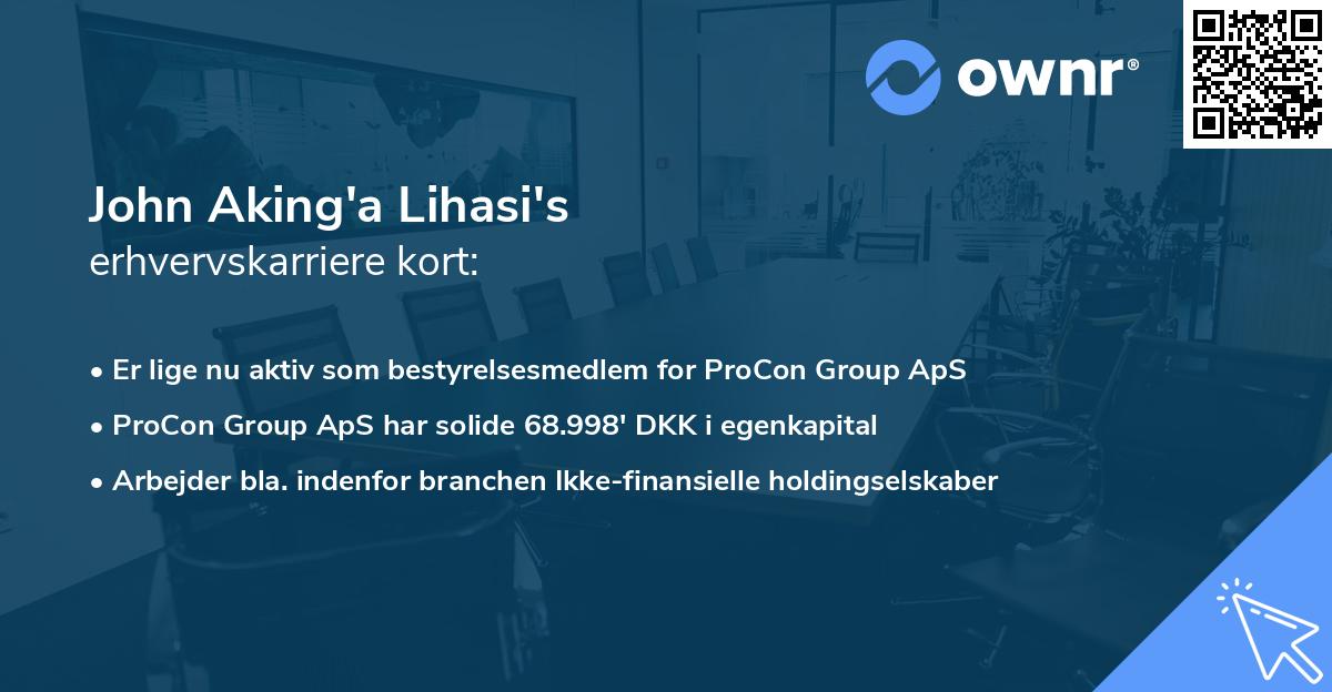 John Aking'a Lihasi's erhvervskarriere kort