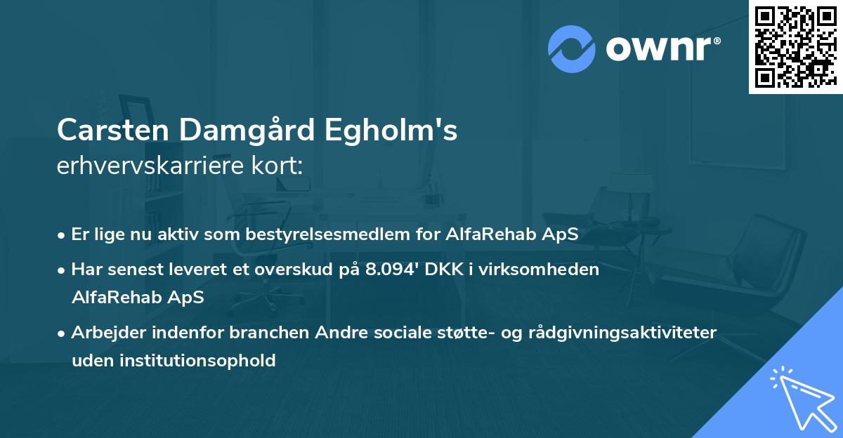 Carsten Damgård Egholm's erhvervskarriere kort