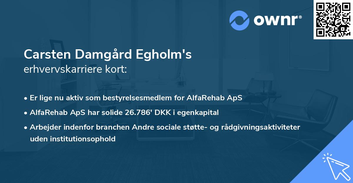 Carsten Damgård Egholm's erhvervskarriere kort