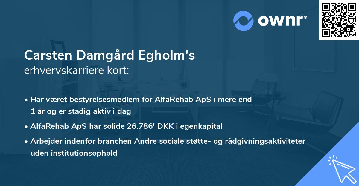 Carsten Damgård Egholm's erhvervskarriere kort