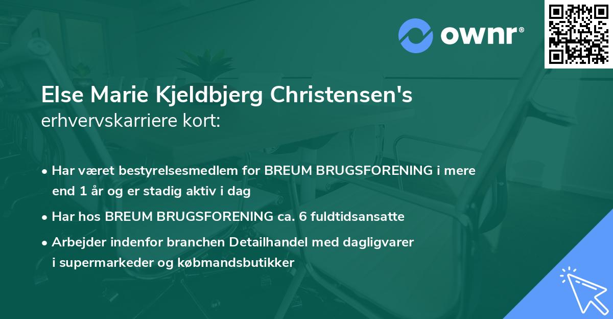 Else Marie Kjeldbjerg Christensen's erhvervskarriere kort