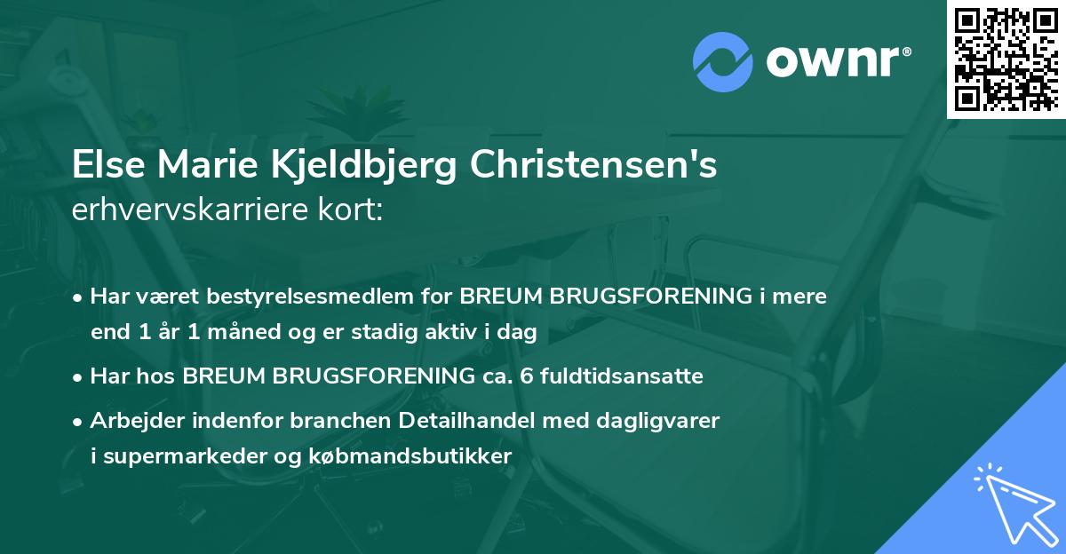 Else Marie Kjeldbjerg Christensen's erhvervskarriere kort