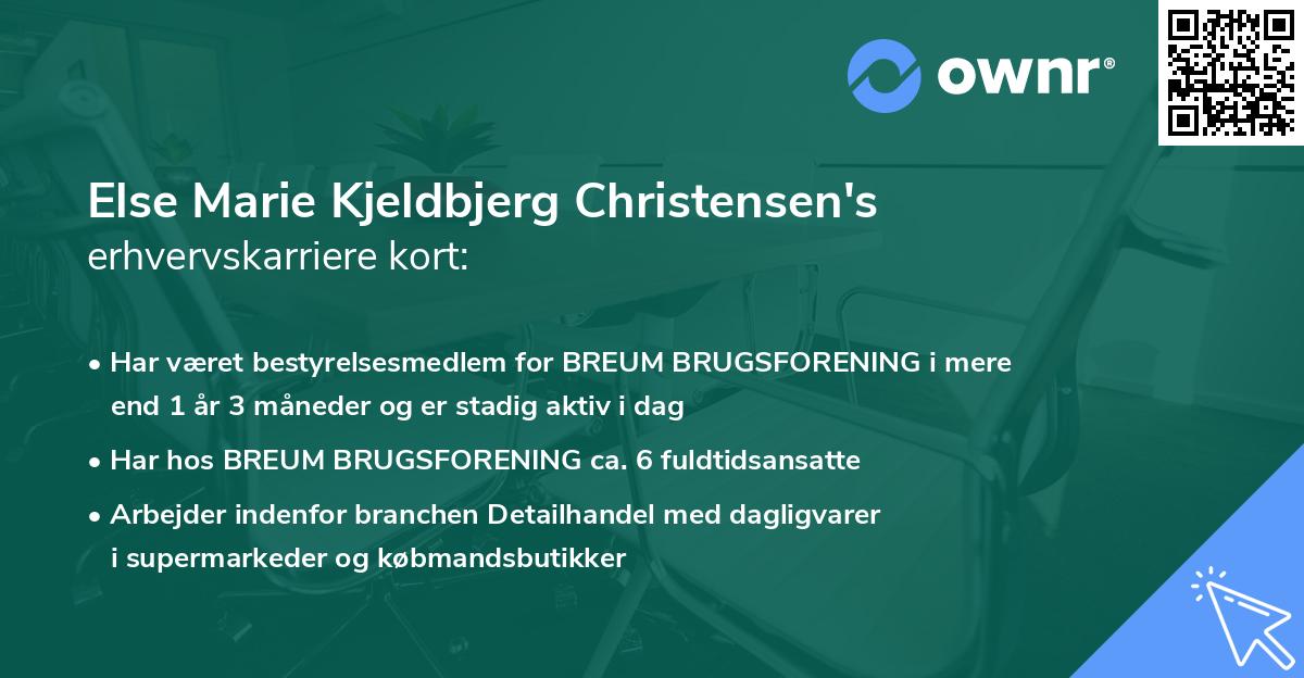 Else Marie Kjeldbjerg Christensen's erhvervskarriere kort