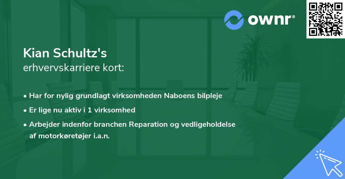 Kian Schultz's erhvervskarriere kort