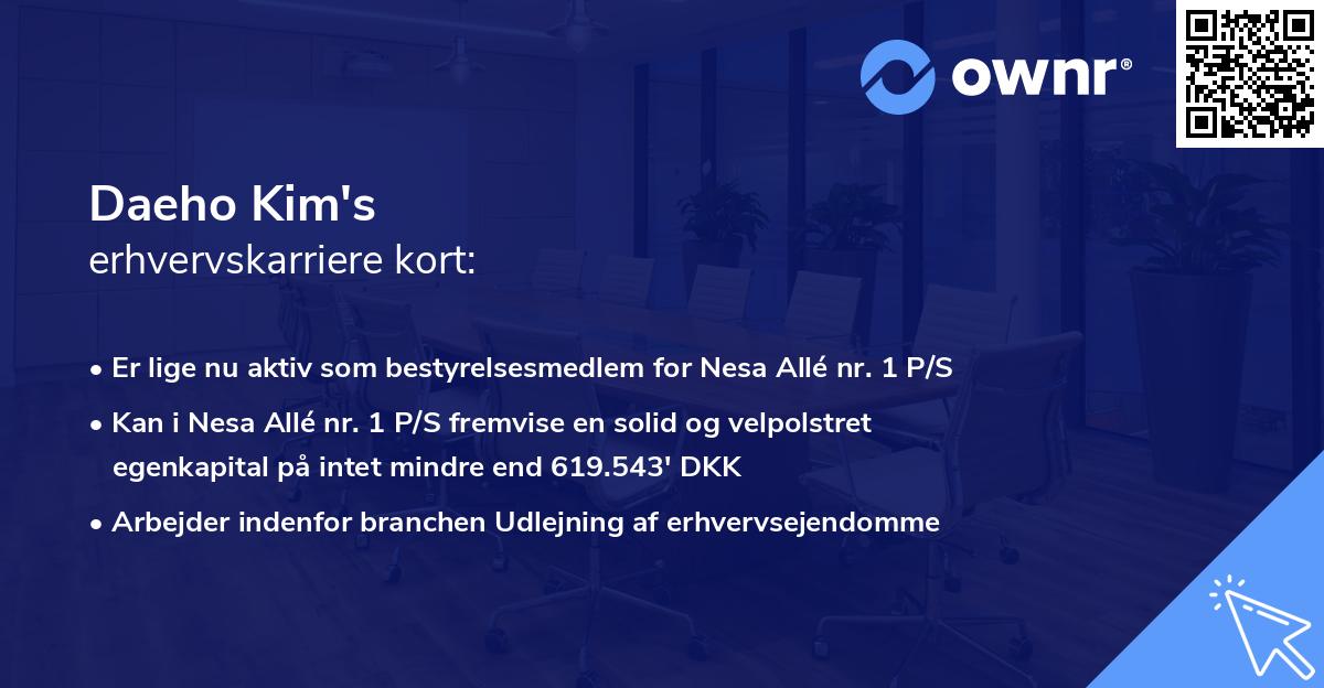 Daeho Kim's erhvervskarriere kort