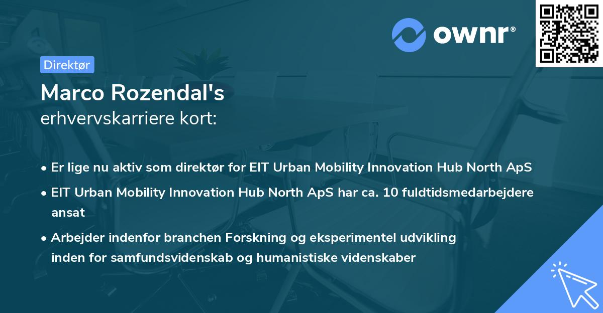 Marco Rozendal's erhvervskarriere kort