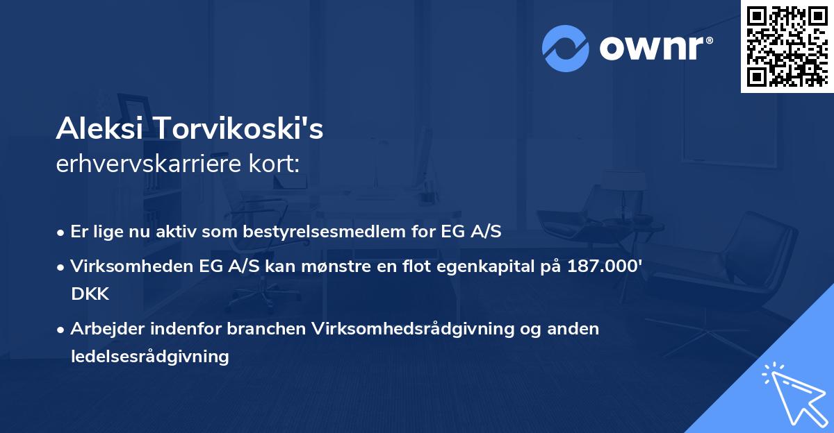 Aleksi Torvikoski's erhvervskarriere kort