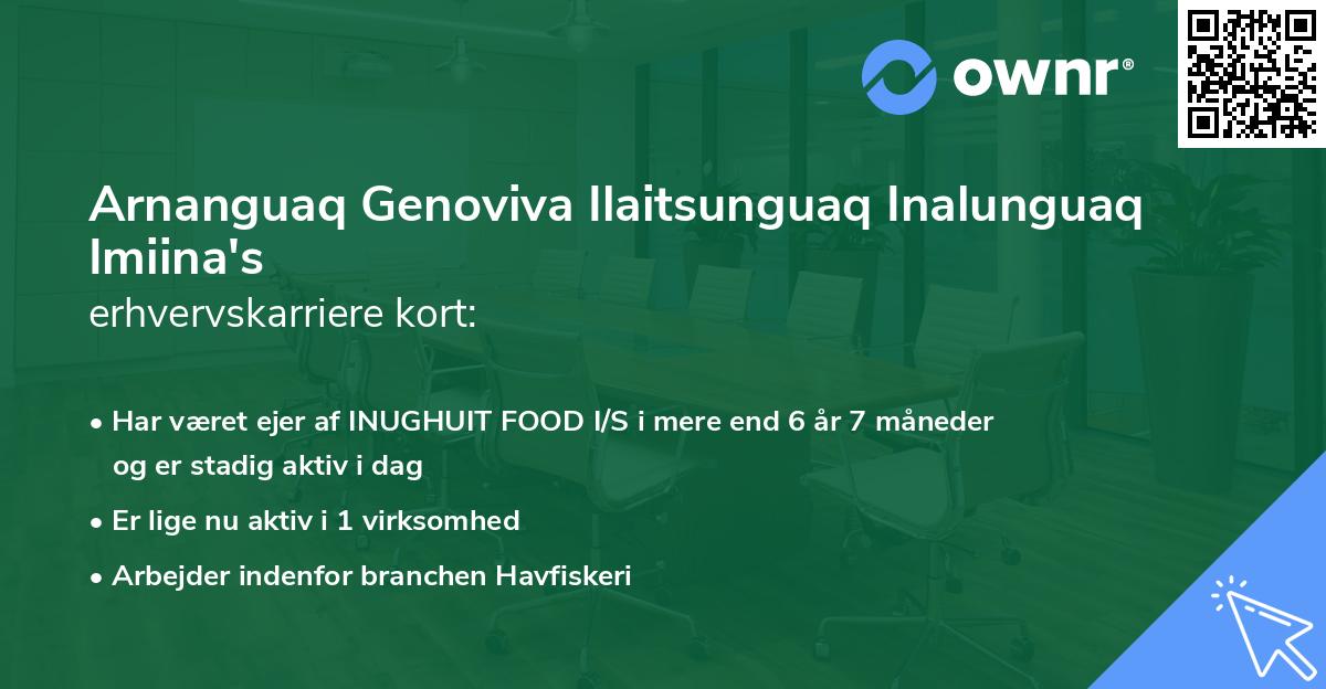 Arnanguaq Genoviva Ilaitsunguaq Inalunguaq Imiina's erhvervskarriere kort