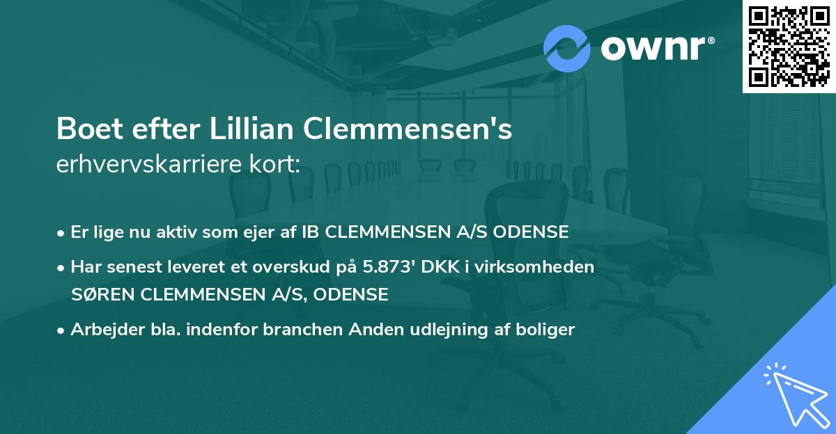 Boet efter Lillian Clemmensen's erhvervskarriere kort