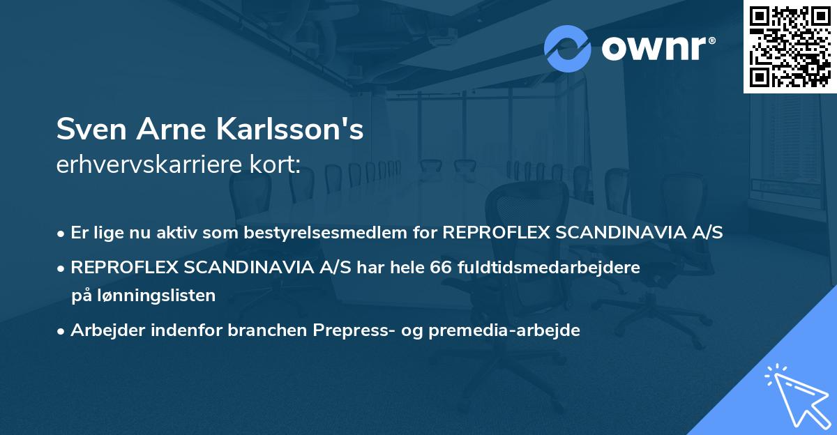Sven Arne Karlsson's erhvervskarriere kort