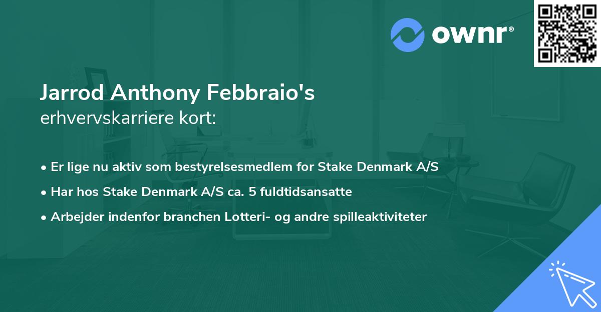 Jarrod Anthony Febbraio's erhvervskarriere kort