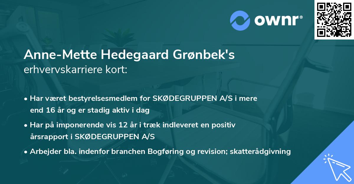 Anne-Mette Hedegaard Grønbek's erhvervskarriere kort