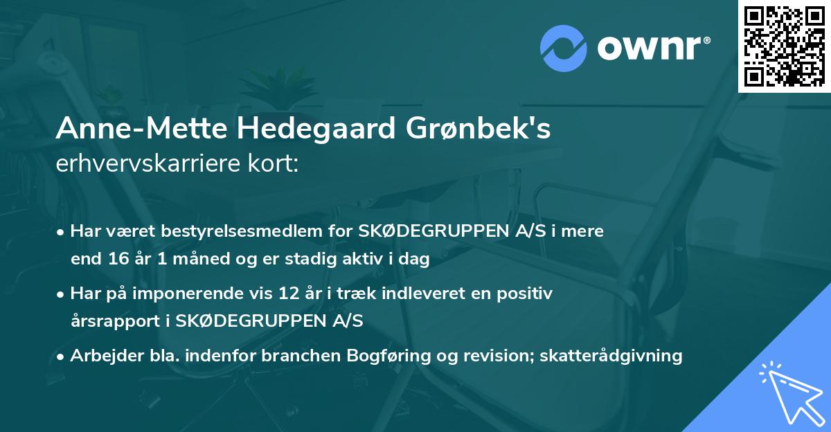 Anne-Mette Hedegaard Grønbek's erhvervskarriere kort